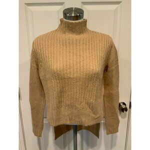 Project Naadam Camel Open Knit Turtleneck Sweater/Short Poncho, Size XS, NWT!